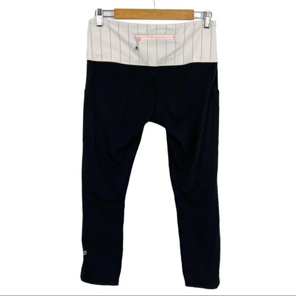 Lululemon Can't Stop Crop High Rise Runners Leggings Black / Slalom Stripe 8 - Picture 7 of 16
